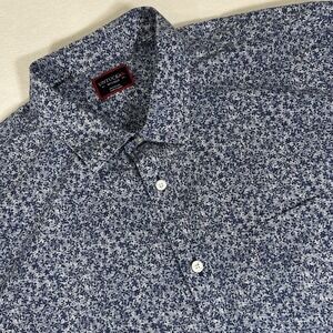 UNTUCKit Mens XXL Blue Geometric Short Sleeve Button Up Hawaiian‎ Cruise Shirt